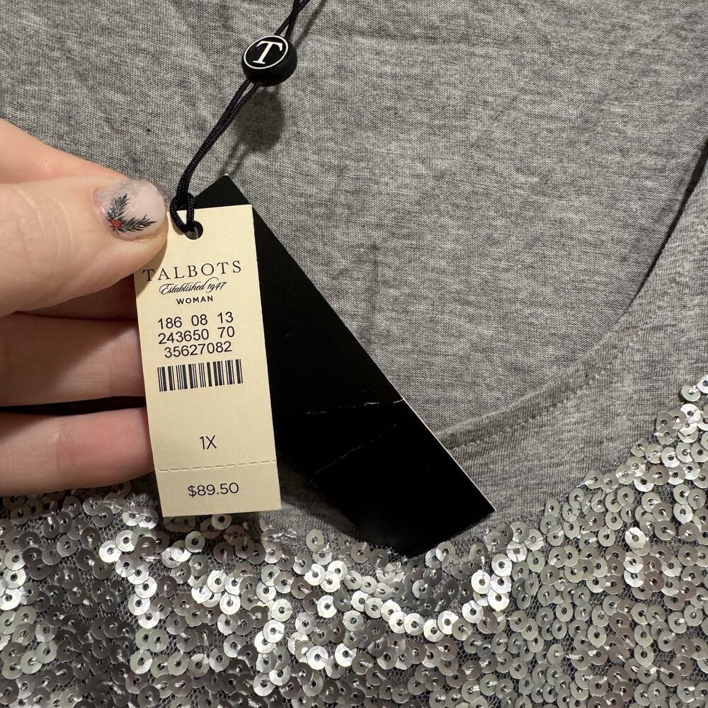 Talbots Silver Sequined Knit Tank NEW Plus Size 1X - Picture 3 of 6